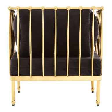 Novo Black Velvet and Gold Finish Chair