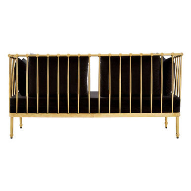 Novo Black Velvet and Gold Finish 2 Seater Sofa
