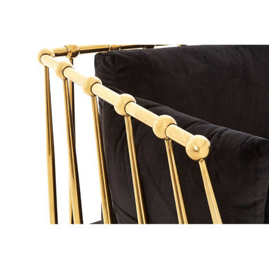 Novo Black Velvet and Gold Finish 2 Seater Sofa