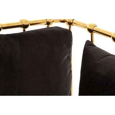 Novo Black Velvet and Gold Finish 2 Seater Sofa