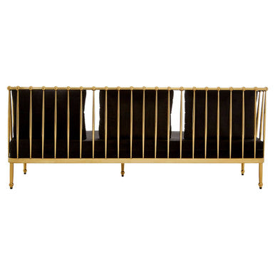 Novo Black Velvet and Gold Finish 3 Seater Sofa