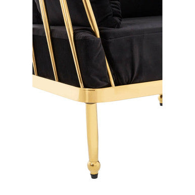 Novo Black Velvet and Gold Finish 3 Seater Sofa