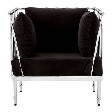 Novo Black Velvet and Silver Finish Chair