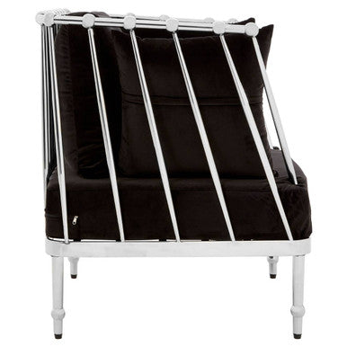 Novo Black Velvet and Silver Finish Chair
