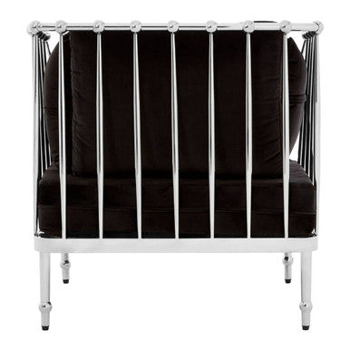 Novo Black Velvet and Silver Finish Chair