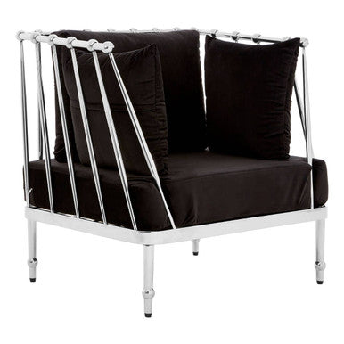 Novo Black Velvet and Silver Finish Chair