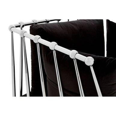 Novo Black Velvet and Silver Finish Chair