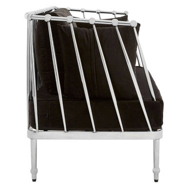 Novo Black Velvet and Silver Finish 2 Seater Sofa