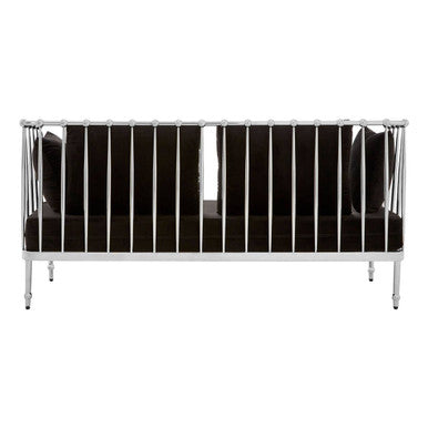 Novo Black Velvet and Silver Finish 2 Seater Sofa