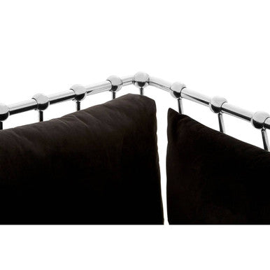 Novo Black Velvet and Silver Finish 2 Seater Sofa