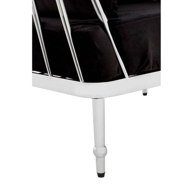 Novo Black Velvet and Silver Finish 2 Seater Sofa