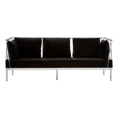 Novo Black Velvet 3 Seater Sofa with Silver Frame