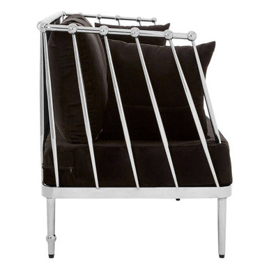 Novo Black Velvet 3 Seater Sofa with Silver Frame