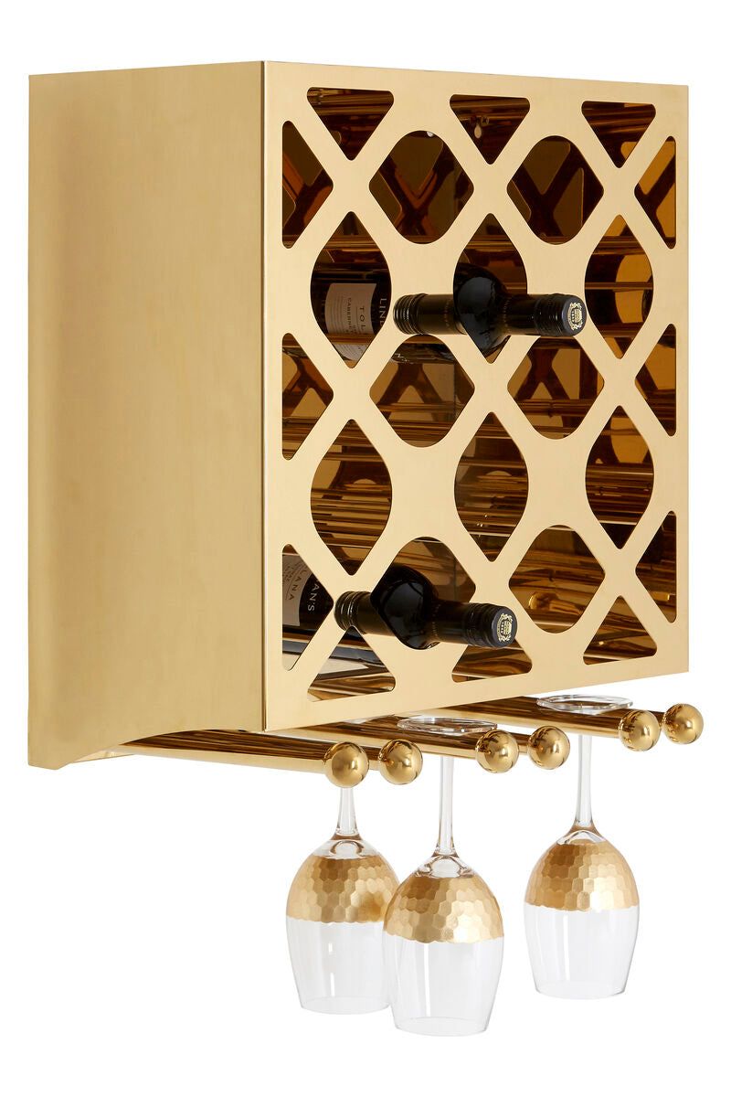 12 Bottle Gold Finish Wine Rack | Novo