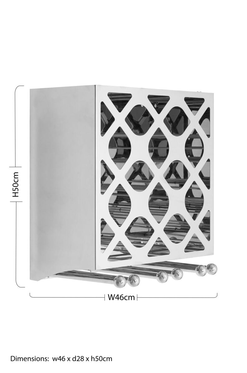 12 Bottle Silver Finish Wine Rack | Novo