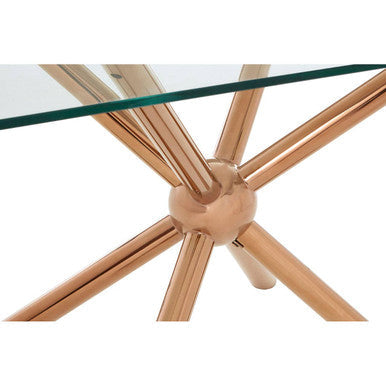 Novo Clear Glass and Rose Gold Finish Rectangular Dining Table