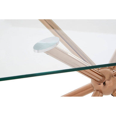 Novo Clear Glass and Rose Gold Finish Rectangular Dining Table