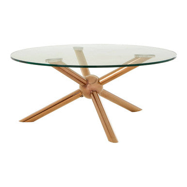 Novo Clear Glass and Rose Gold Finish Coffee Table