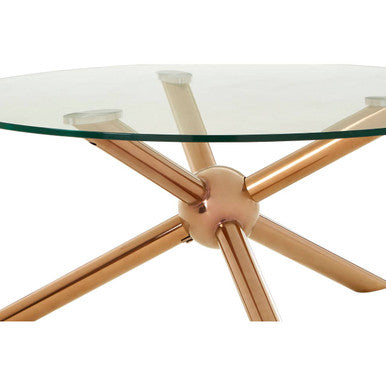Novo Clear Glass and Rose Gold Finish Coffee Table