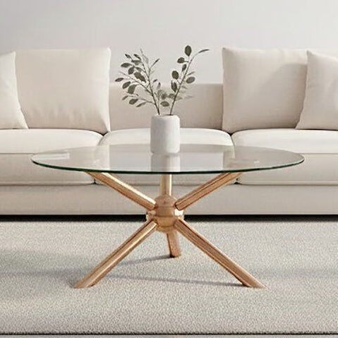 Novo Clear Glass and Rose Gold Finish Coffee Table