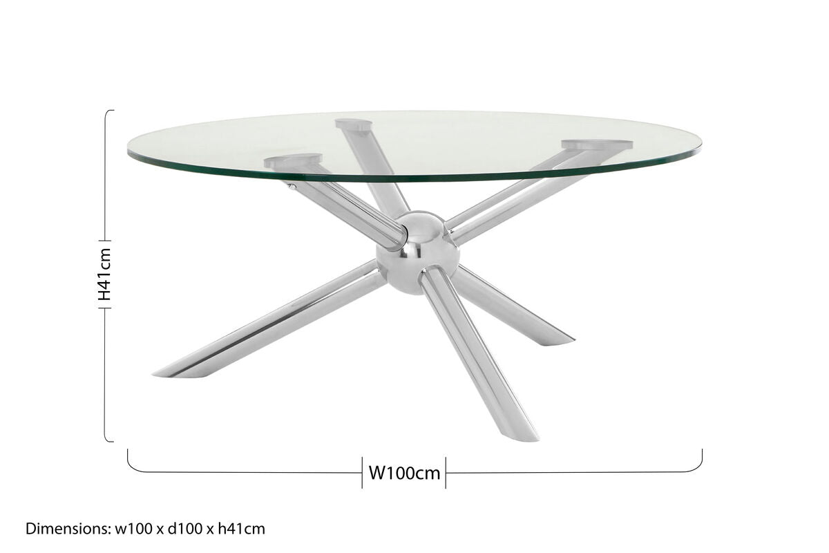 Novo Clear Glass and Silver Finish Coffee Table