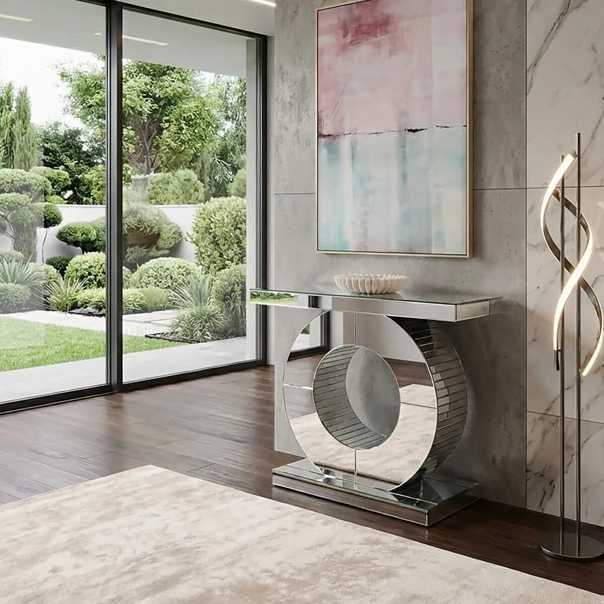 Gianara Mirrored Console Table