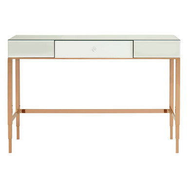 Goldie Rose Gold Finish Mirrored Console Table with Drawer