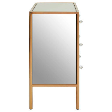 Goldie Rose Gold Finish Mirrored 3 Drawer Chest