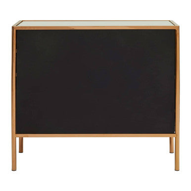 Goldie Rose Gold Finish Mirrored 3 Drawer Chest