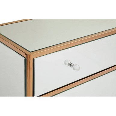 Goldie Rose Gold Finish Mirrored 3 Drawer Chest