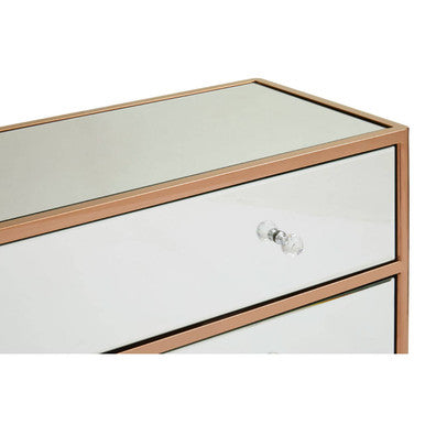 Goldie Rose Gold Finish Mirrored 3 Drawer Chest