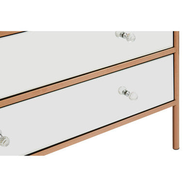 Goldie Rose Gold Finish Mirrored 3 Drawer Chest