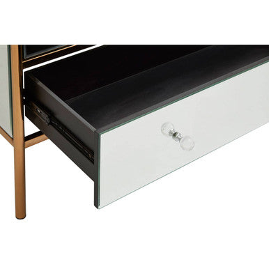 Goldie Rose Gold Finish Mirrored 3 Drawer Chest