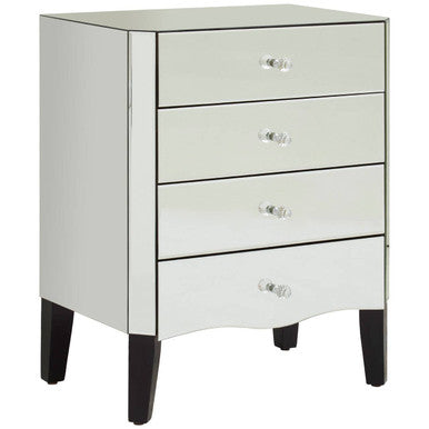 Gabriella Mirrored 4 Drawer Chest with Crystal Handles