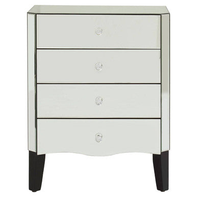 Gabriella Mirrored 4 Drawer Chest with Crystal Handles