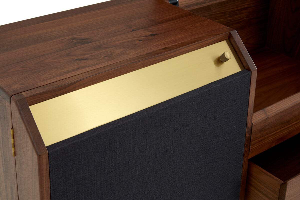 Kenso Walnut Wood Sideboard with Brass Finish Accents