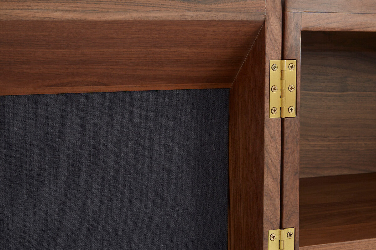 Kenso Walnut Wood Sideboard with Brass Finish Accents