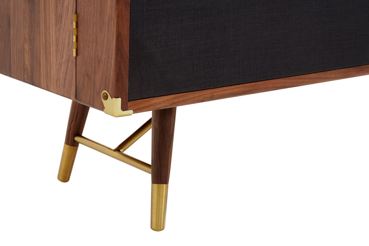 Kenso Walnut Wood Sideboard with Brass Finish Accents
