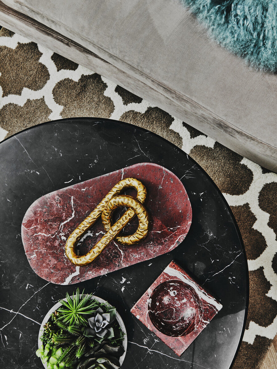 Kenso Dark Grey Marble and Walnut Wood Coffee Table