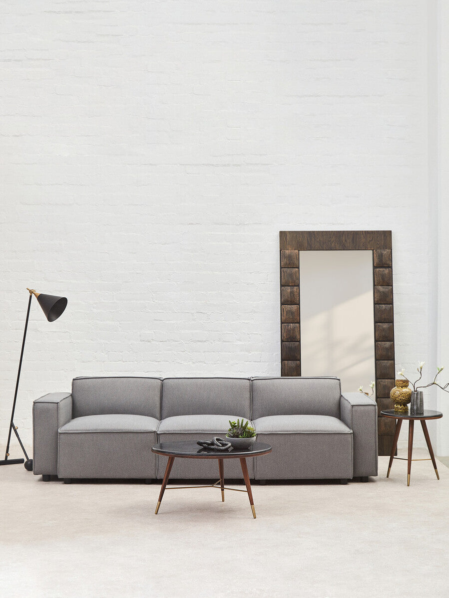 Kenso Dark Grey Marble and Walnut Wood Coffee Table