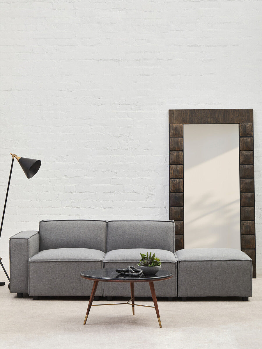 Kenso Dark Grey Marble and Walnut Wood Coffee Table
