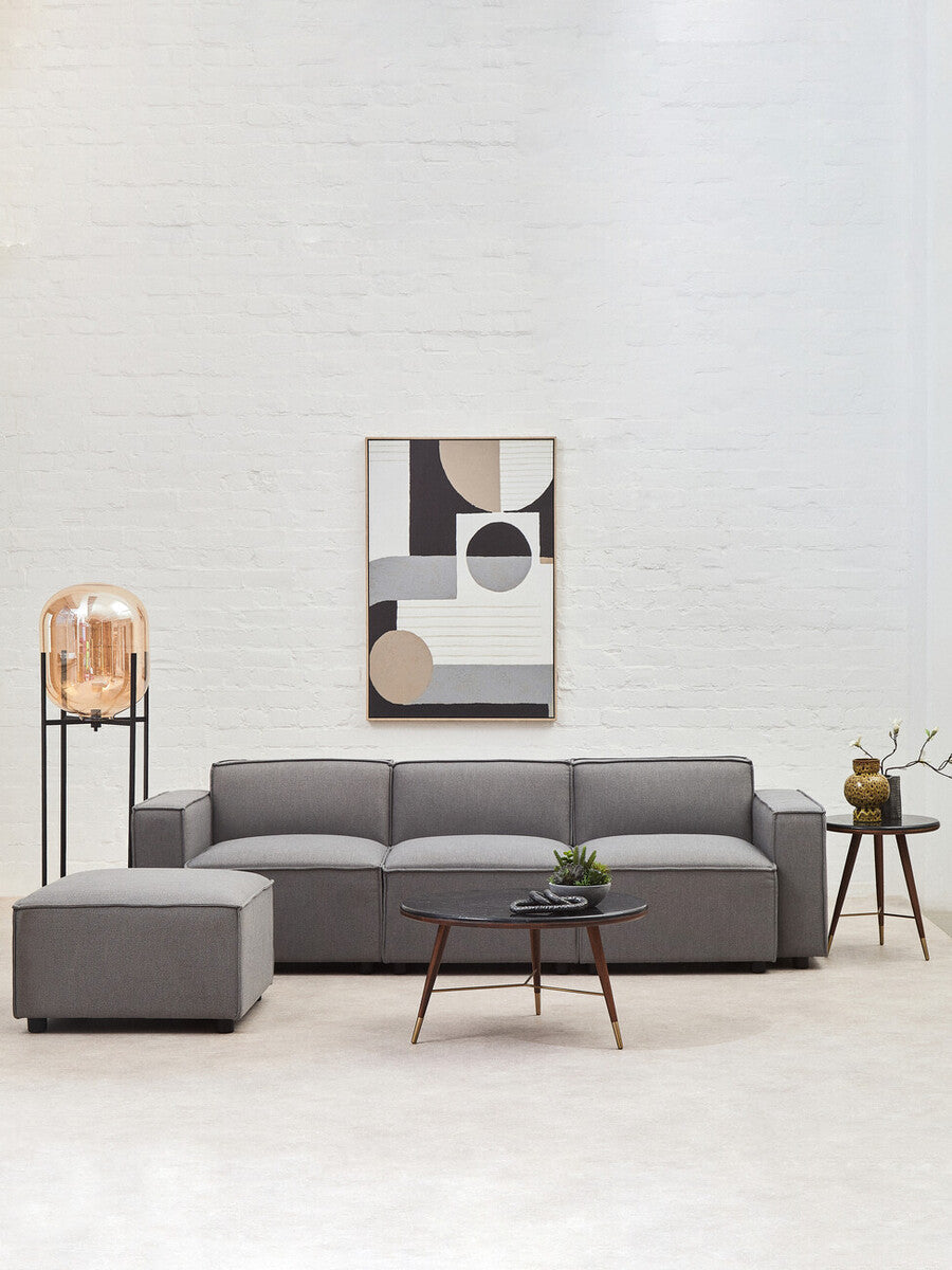 Kenso Dark Grey Marble and Walnut Wood Coffee Table