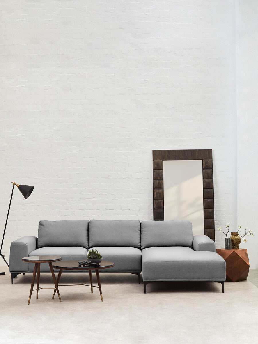 Kenso Dark Grey Marble and Walnut Wood Coffee Table