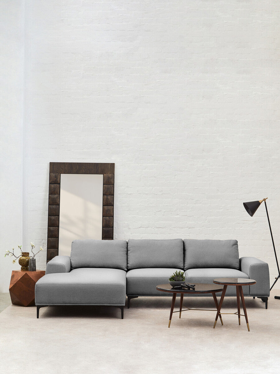 Kenso Dark Grey Marble and Walnut Wood Coffee Table