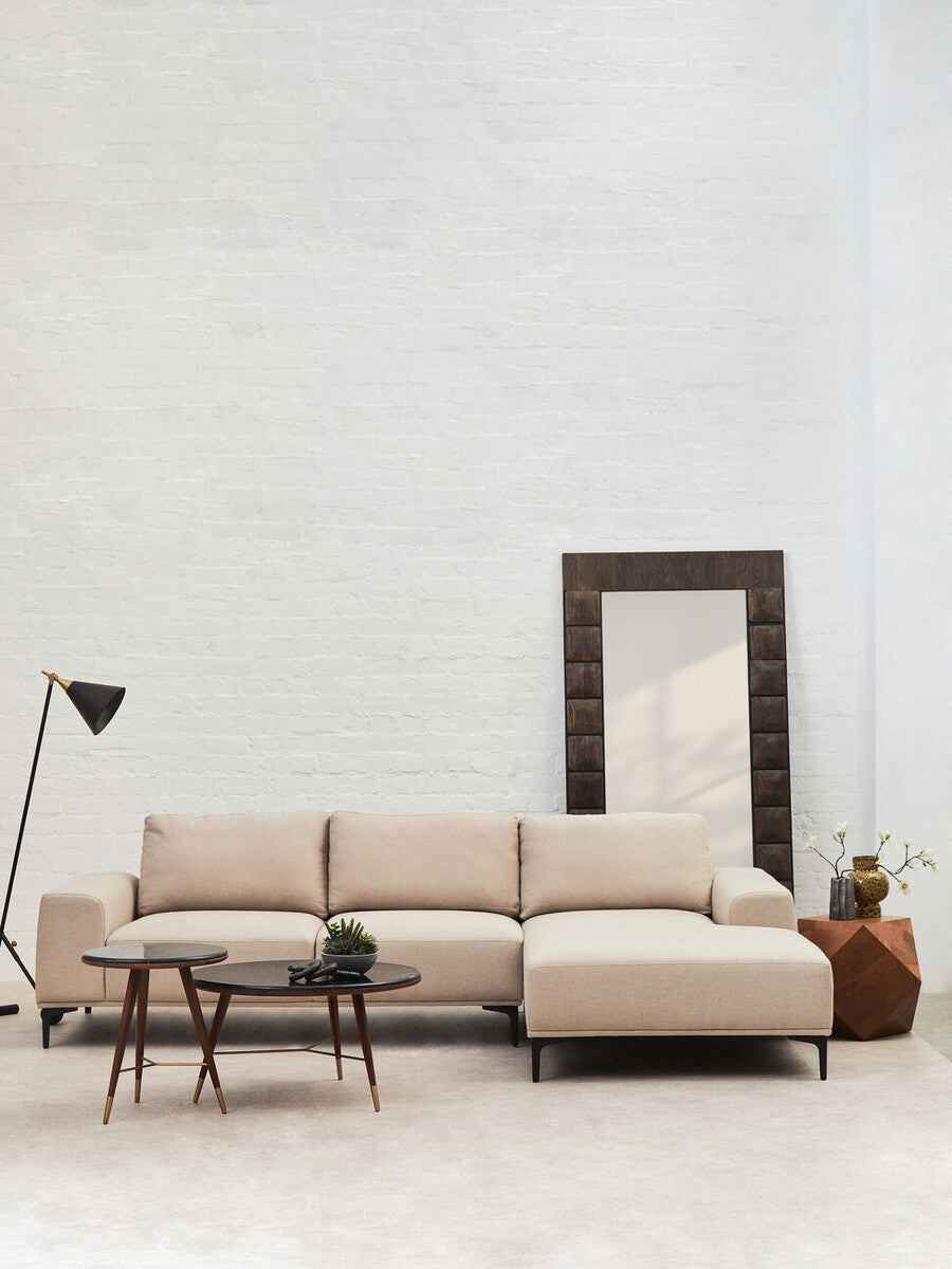 Kenso Dark Grey Marble and Walnut Wood Coffee Table
