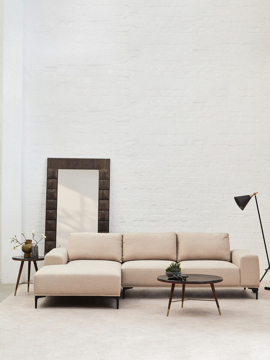 Kenso Dark Grey Marble and Walnut Wood Coffee Table