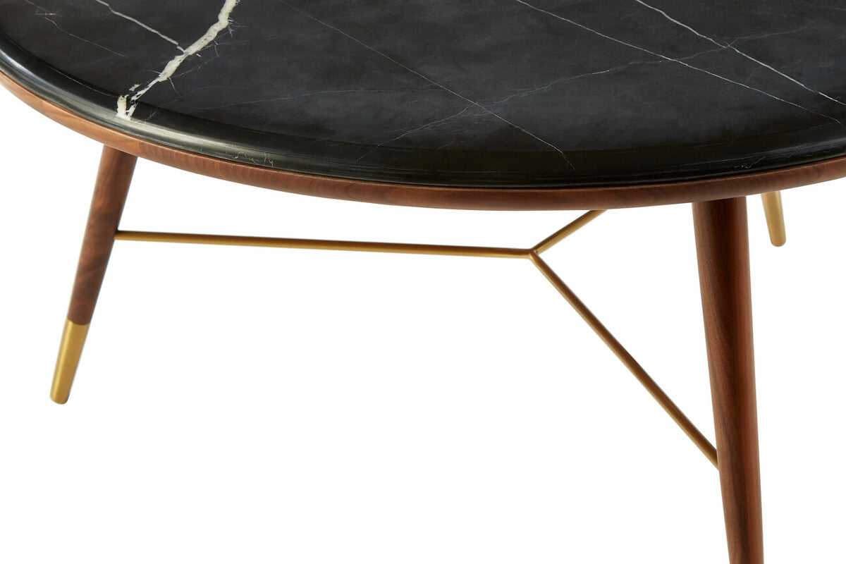 Kenso Dark Grey Marble and Walnut Wood Coffee Table