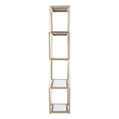 Roana Champagne Finish Mirrored Hexagon Shelf Unit