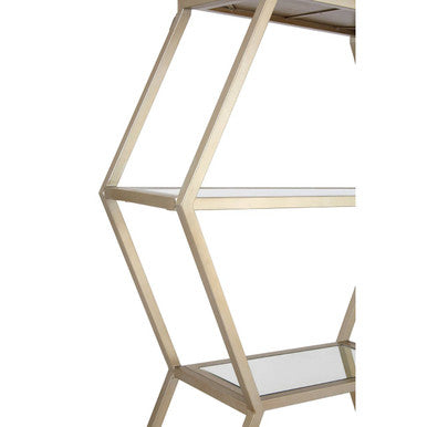 Roana Champagne Finish Mirrored Hexagon Shelf Unit
