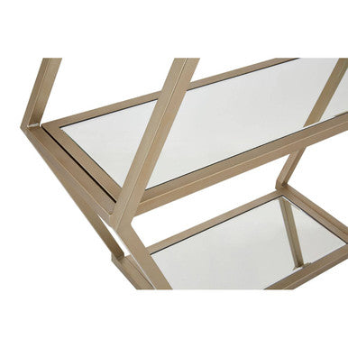 Roana Champagne Finish Mirrored Hexagon Shelf Unit